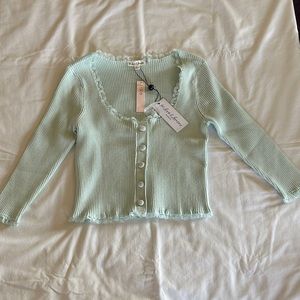 For Love and Lemons Jolie Mint Coquette Sweater Top